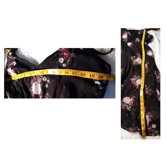 Torrid Special Occasion Black Floral Sweetheart Midi Dress Smocked Chiffon Sz 1 - Picture 8 of 9